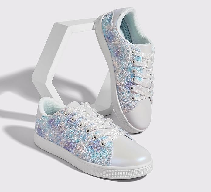 Xenia Glitter Lace-Up Sneakers - Sparkling Fashion Shoes for Women