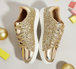 Xenia Glitter Lace-Up Sneakers - Sparkling Fashion Shoes for Women
