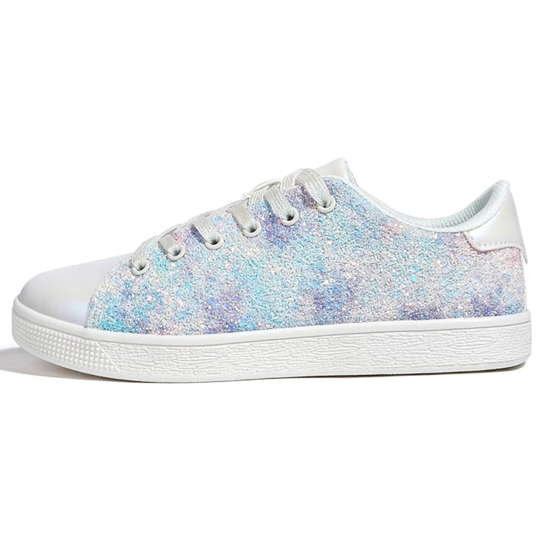 Xenia Glitter Lace-Up Sneakers - Sparkling Fashion Shoes for Women
