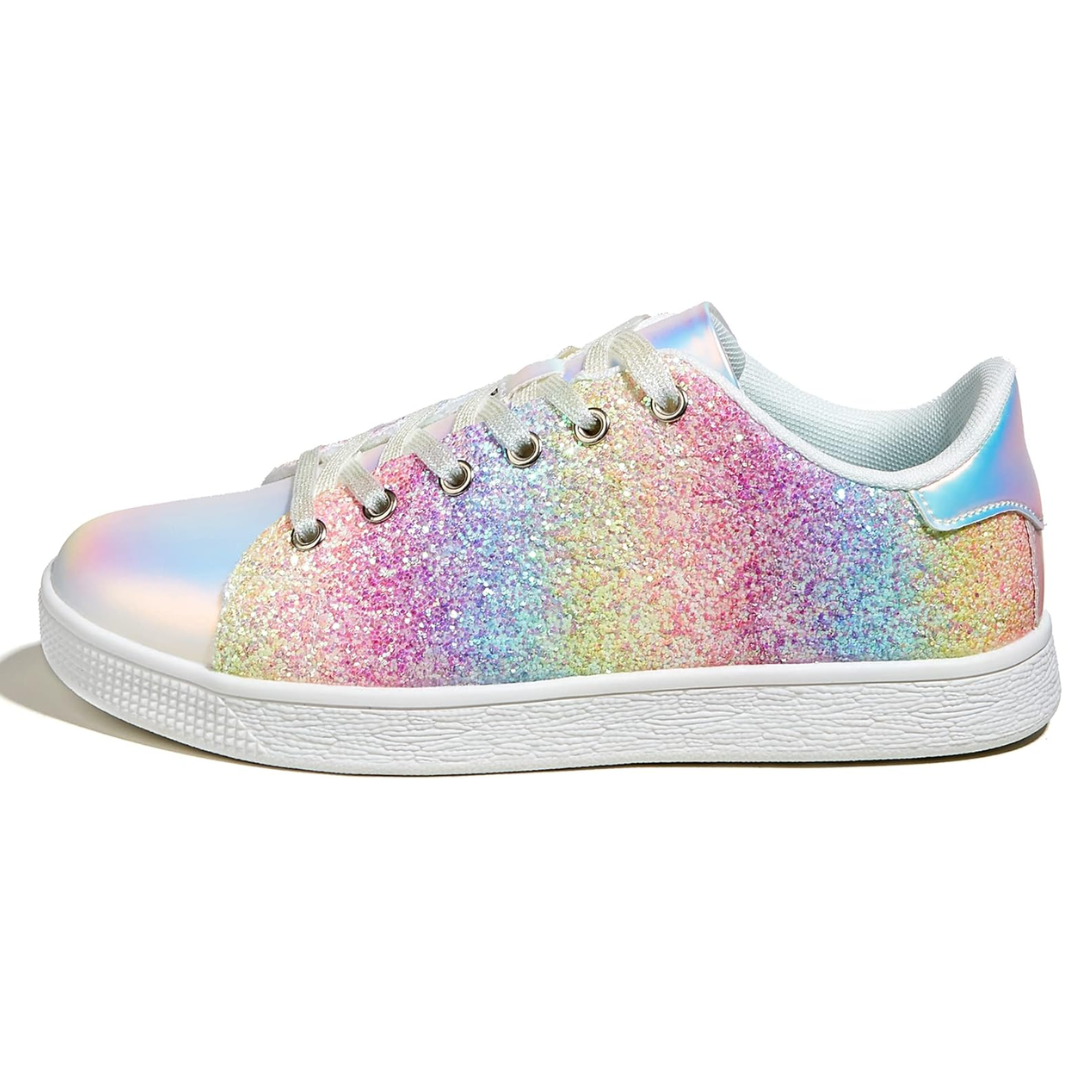 Xenia Glitter Lace-Up Sneakers - Sparkling Fashion Shoes for Women