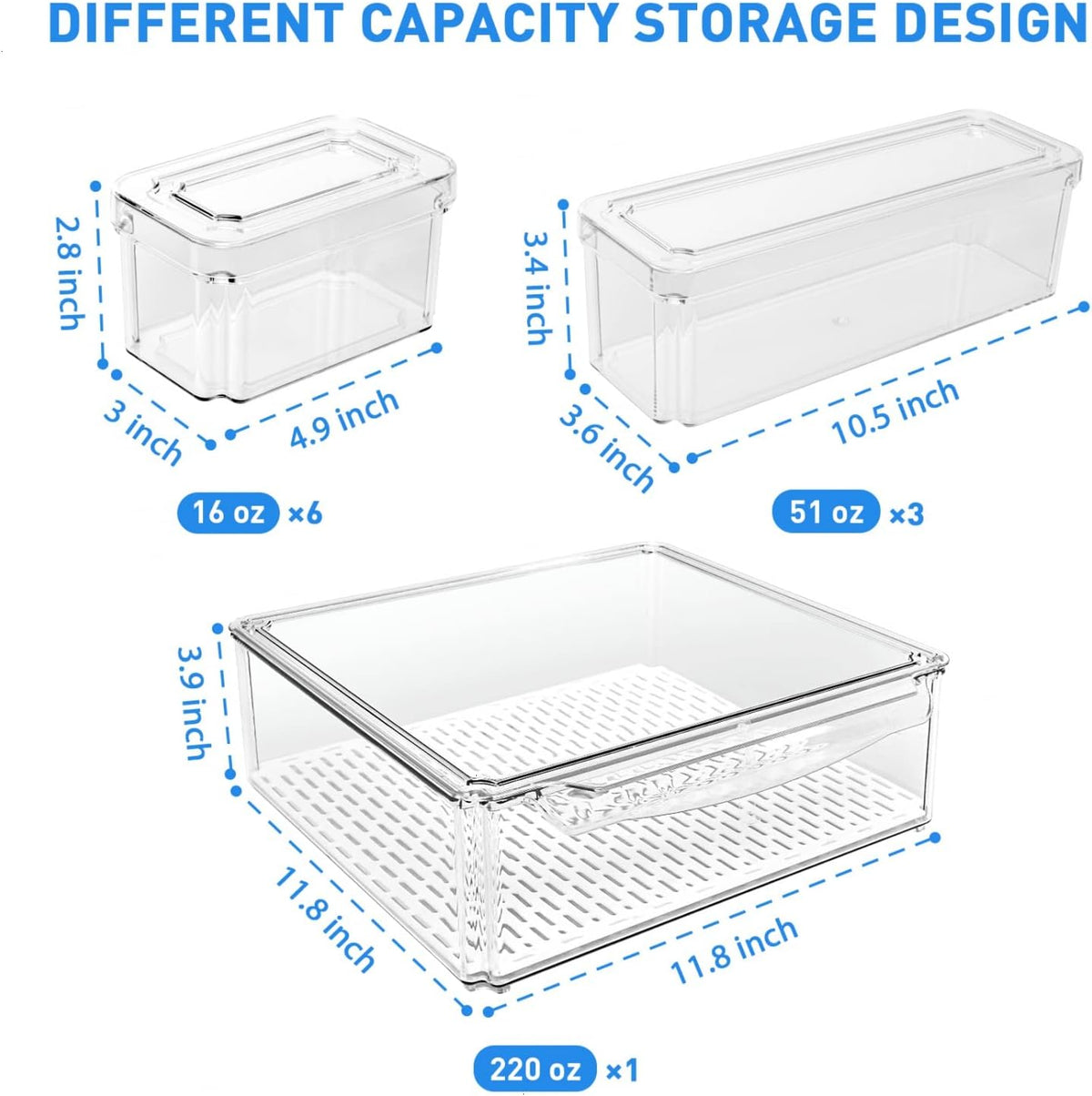 FridgeMaster Stackable Fridge Organizer - Set of 10 Containers