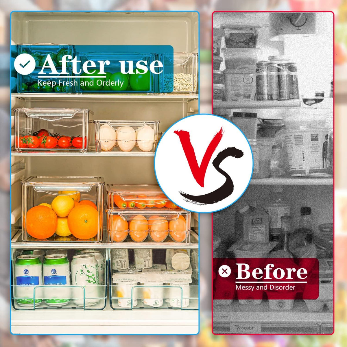 FridgeMaster Stackable Fridge Organizer - Set of 10 Containers