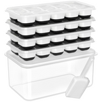 Stackable Silicone Ice Cube Trays - 4-Pack with Storage Bin