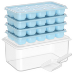 Stackable Silicone Ice Cube Trays - 4-Pack with Storage Bin