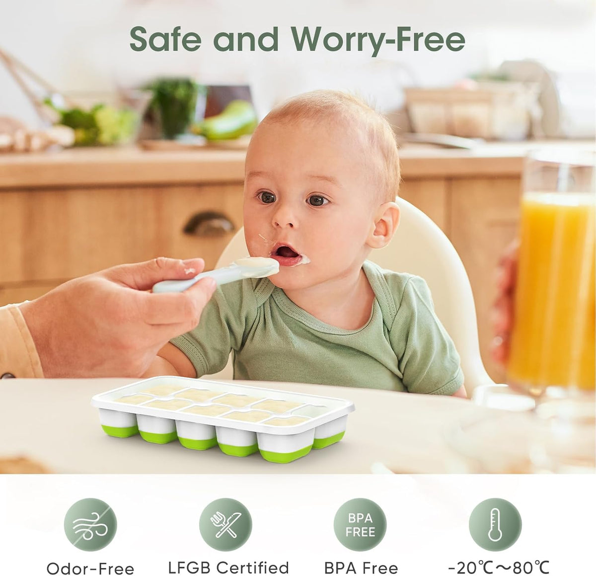Stackable Silicone Ice Cube Trays - 4-Pack with Storage Bin