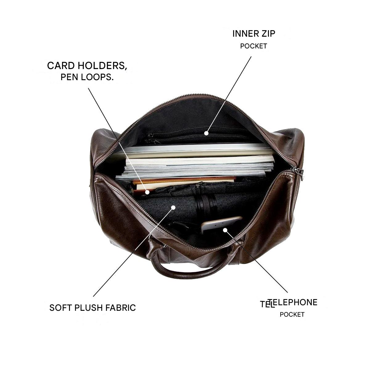 Leather-Look Travel Duffel - Lightweight Carry-On Bag