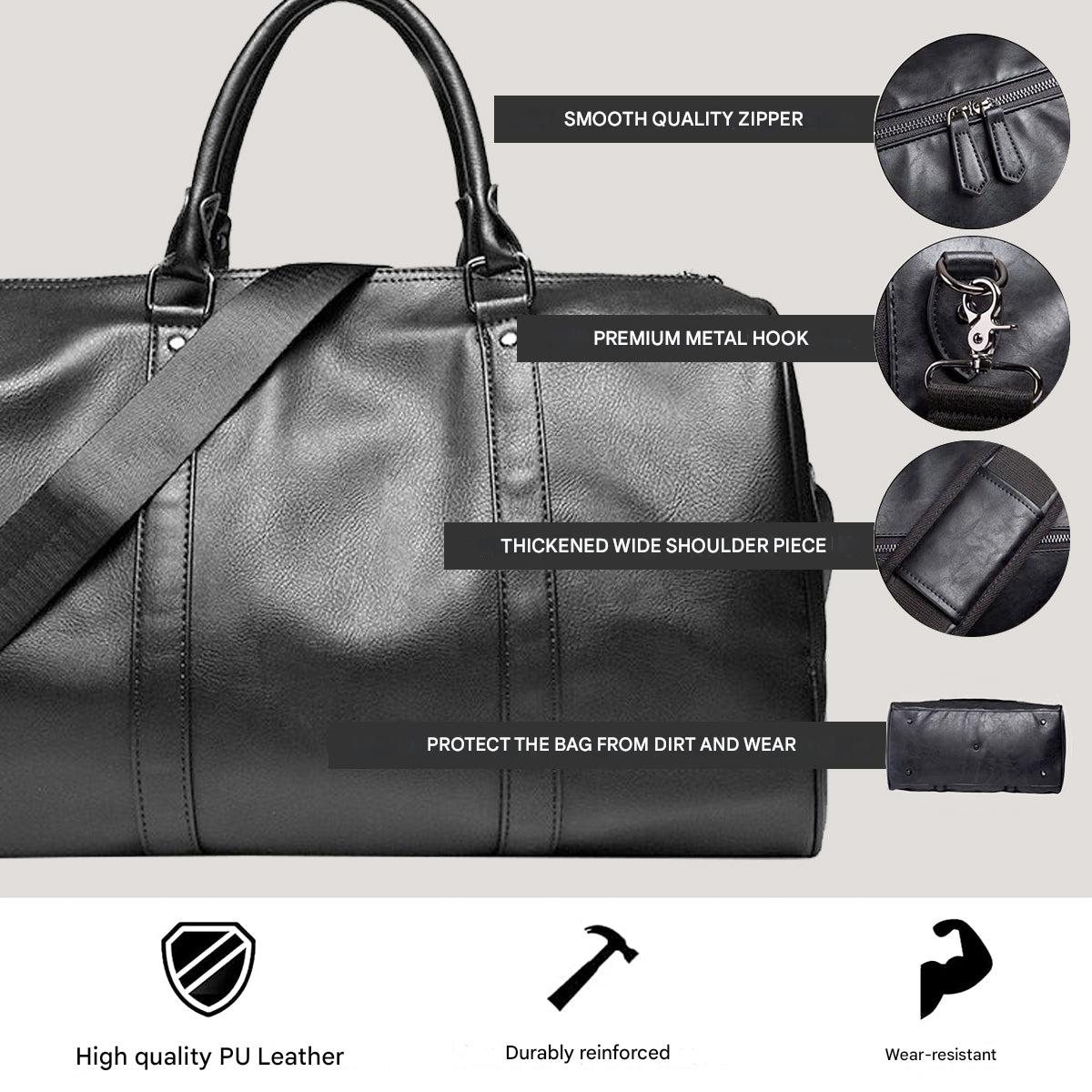 Leather-Look Travel Duffel - Lightweight Carry-On Bag