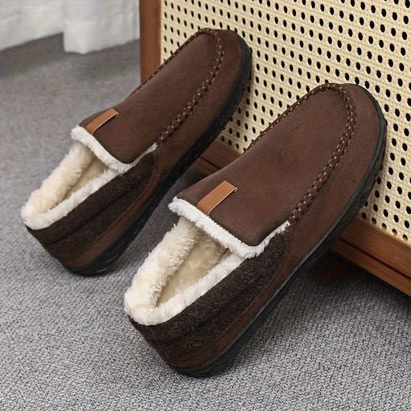 TerraWool Men's Slip-On Shoes - Warm Wool-Style Loafers for Home