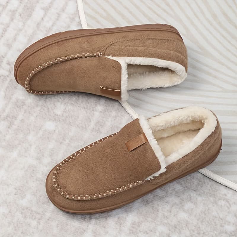TerraWool Men's Slip-On Shoes - Warm Wool-Style Loafers for Home