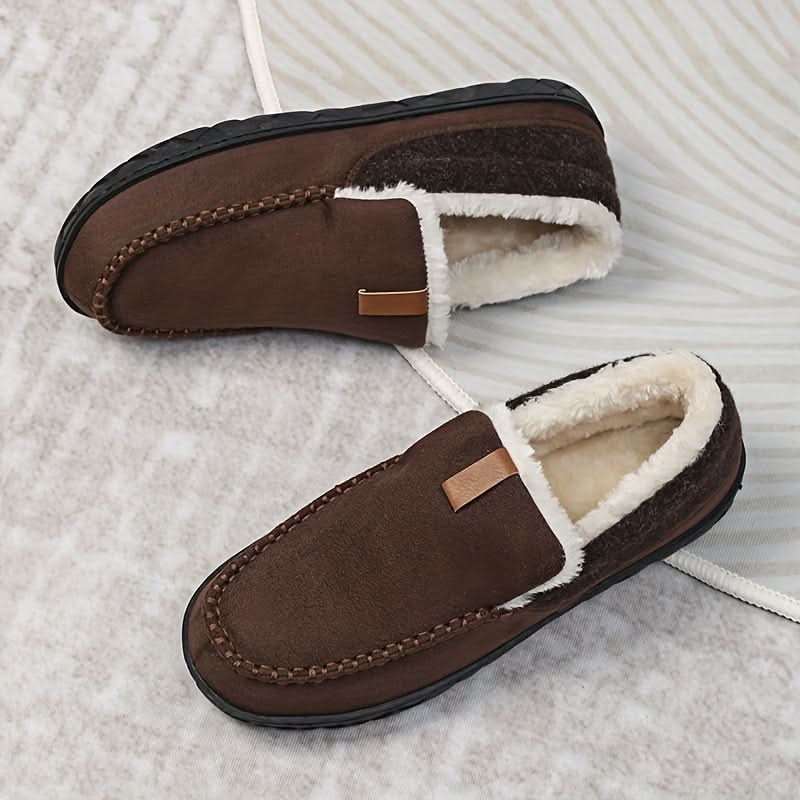 TerraWool Men's Slip-On Shoes - Warm Wool-Style Loafers for Home