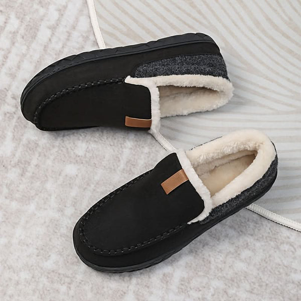 TerraWool Men's Slip-On Shoes - Warm Wool-Style Loafers for Home