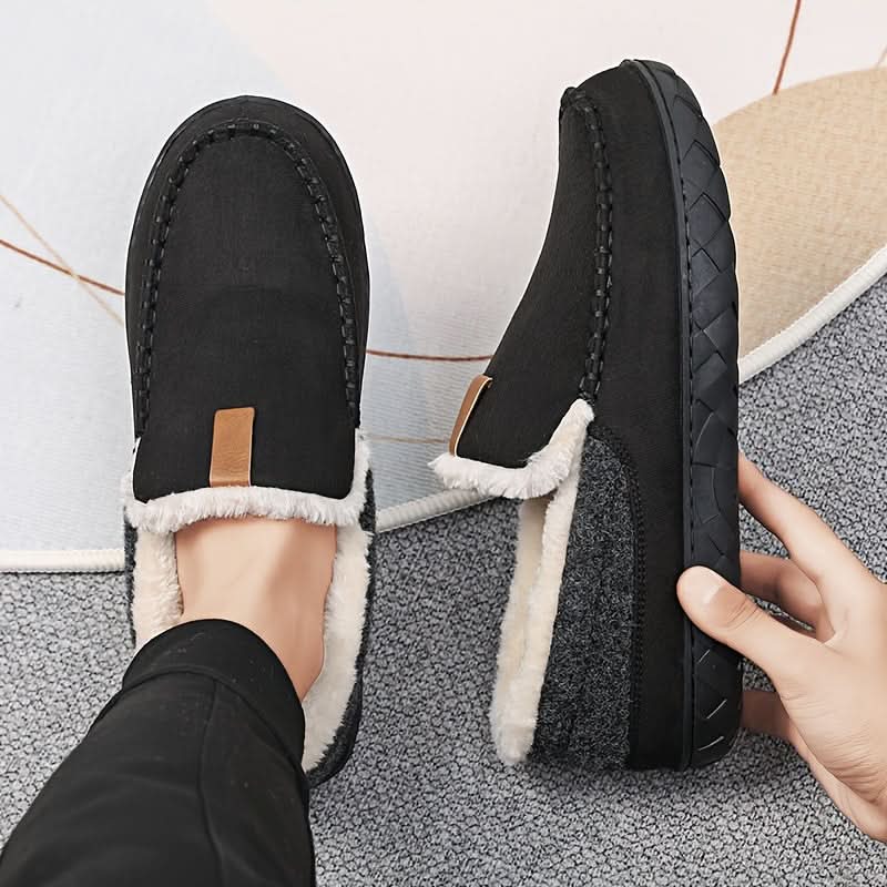 TerraWool Men's Slip-On Shoes - Warm Wool-Style Loafers for Home