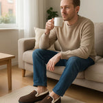 TerraWool Men's Slip-On Shoes - Warm Wool-Style Loafers for Home