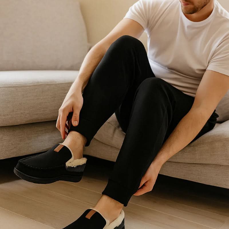 TerraWool Men's Slip-On Shoes - Warm Wool-Style Loafers for Home