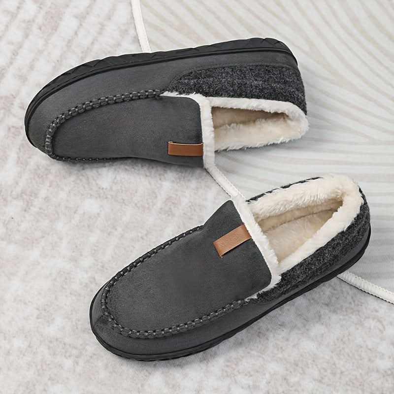 TerraWool Men's Slip-On Shoes - Warm Wool-Style Loafers for Home