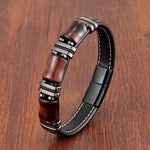 Tiger's Eye Leather Bracelet - Natural Stone Women's Jewelry