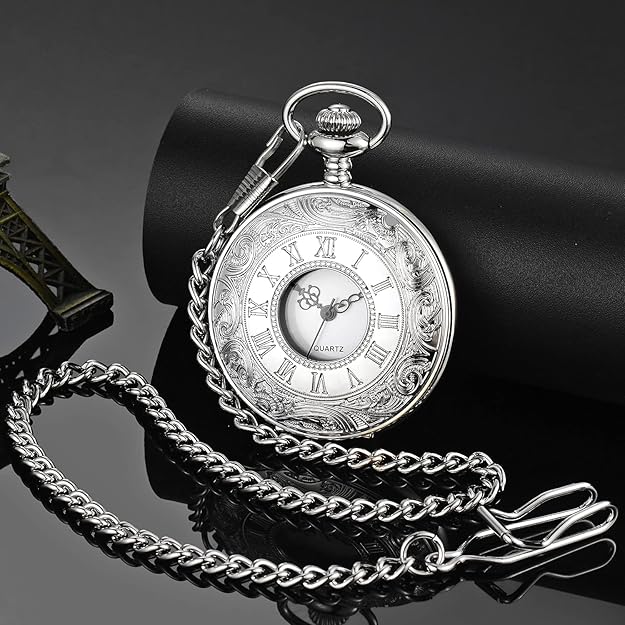Kevin Vintage Pocket Watch - Roman Numeral Quartz Timepiece