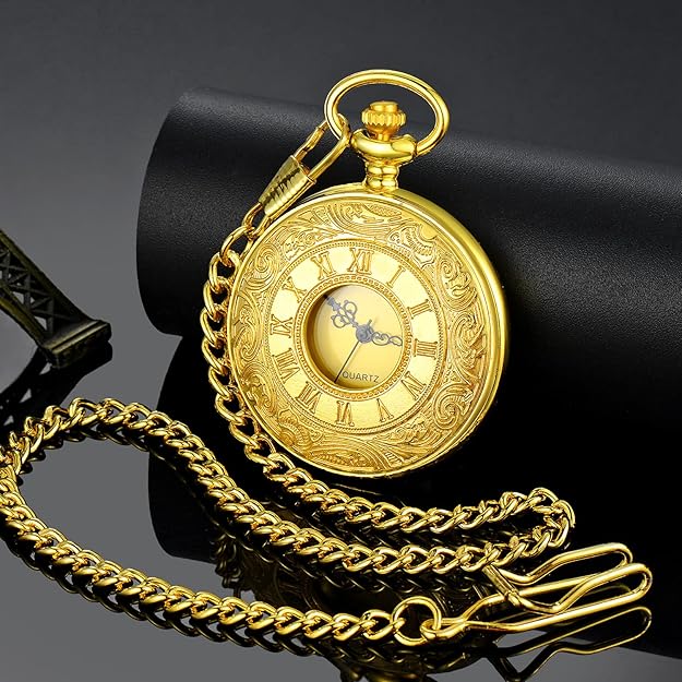 Kevin Vintage Pocket Watch - Roman Numeral Quartz Timepiece
