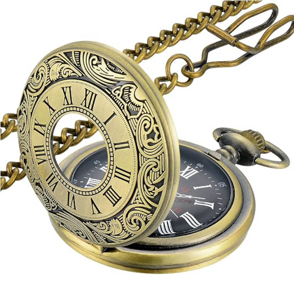 Kevin Vintage Pocket Watch - Roman Numeral Quartz Timepiece