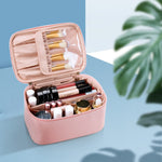 Travel Makeup Organizer - Adjustable Dividers & Sturdy Handle