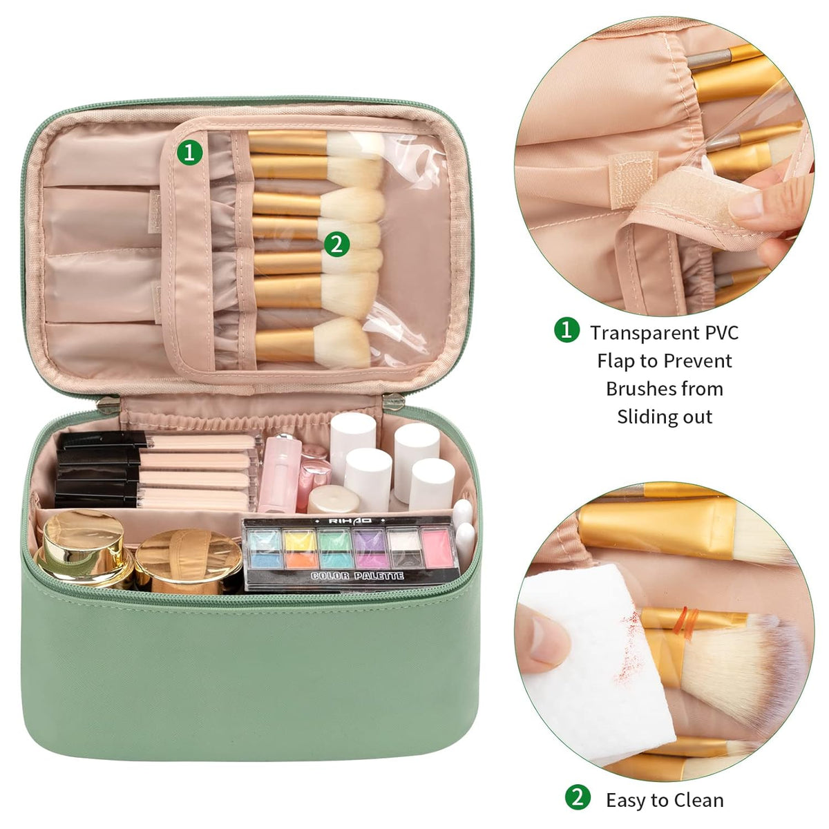 Travel Makeup Organizer - Adjustable Dividers & Sturdy Handle