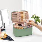 Travel Makeup Organizer - Adjustable Dividers & Sturdy Handle