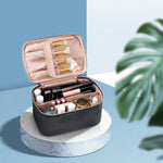 Travel Makeup Organizer - Adjustable Dividers & Sturdy Handle