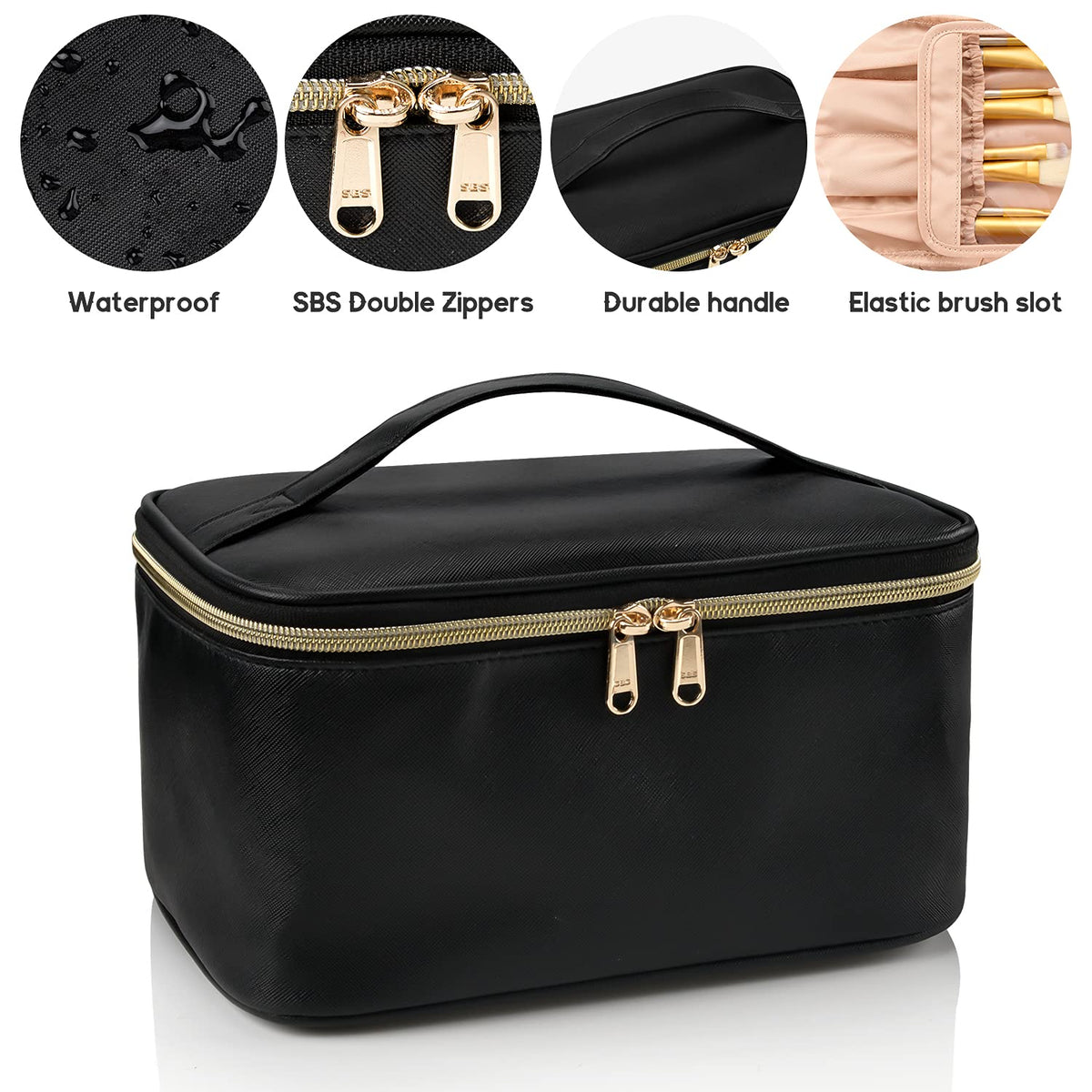 Travel Makeup Organizer - Adjustable Dividers & Sturdy Handle