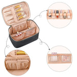 Travel Makeup Organizer - Adjustable Dividers & Sturdy Handle