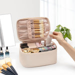 Travel Makeup Organizer - Adjustable Dividers & Sturdy Handle