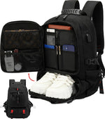 60L Expandable Travel Backpack - Laptop & Shoe Compartment