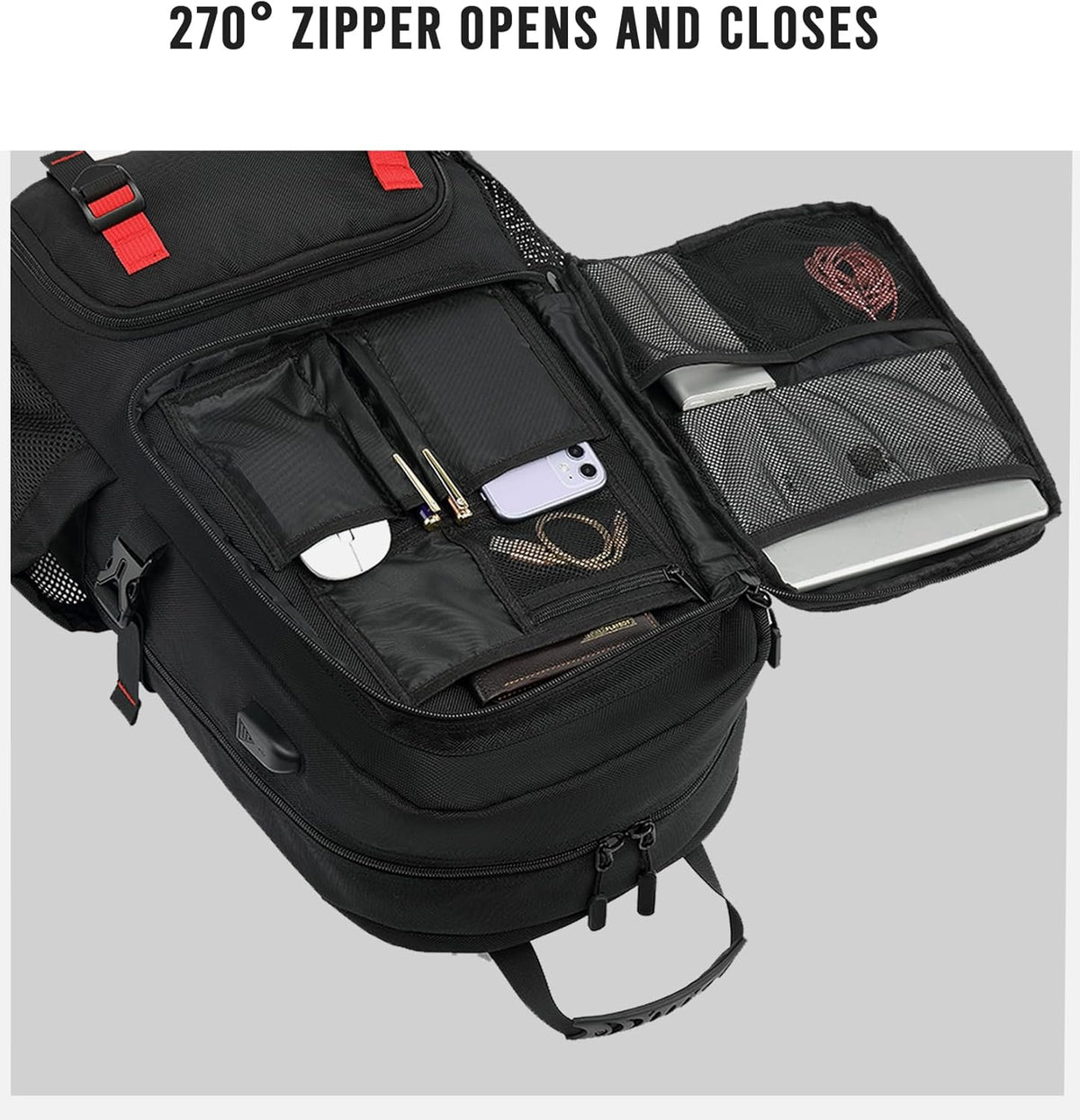 60L Expandable Travel Backpack - Laptop & Shoe Compartment