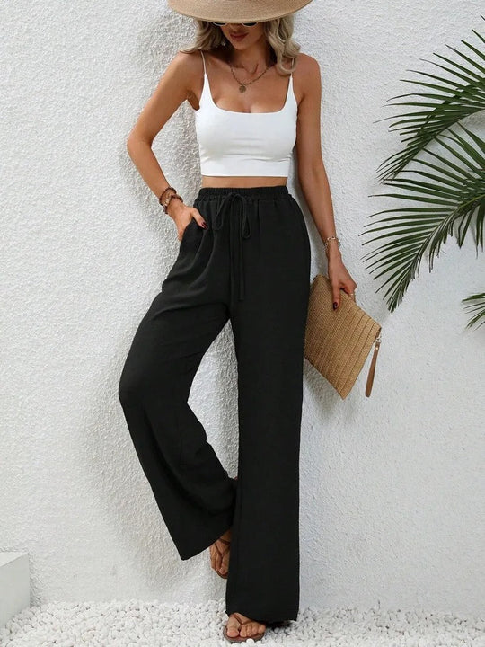 Women's Summer Straight-Leg Pants - Breathable Cotton Blend