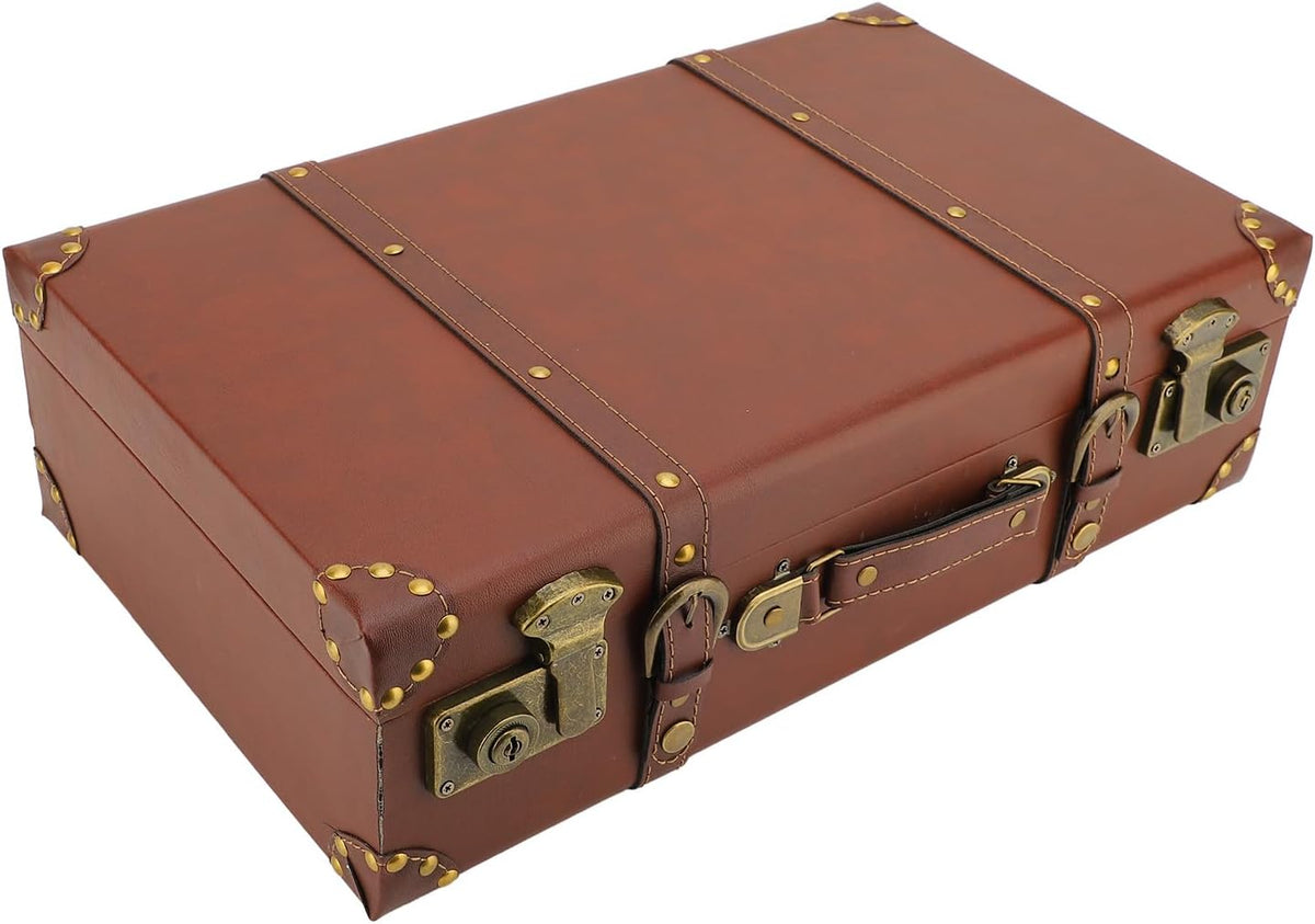 Vintage Leather Carry-On Case - Durable Overnight Bag with Alloy Lock