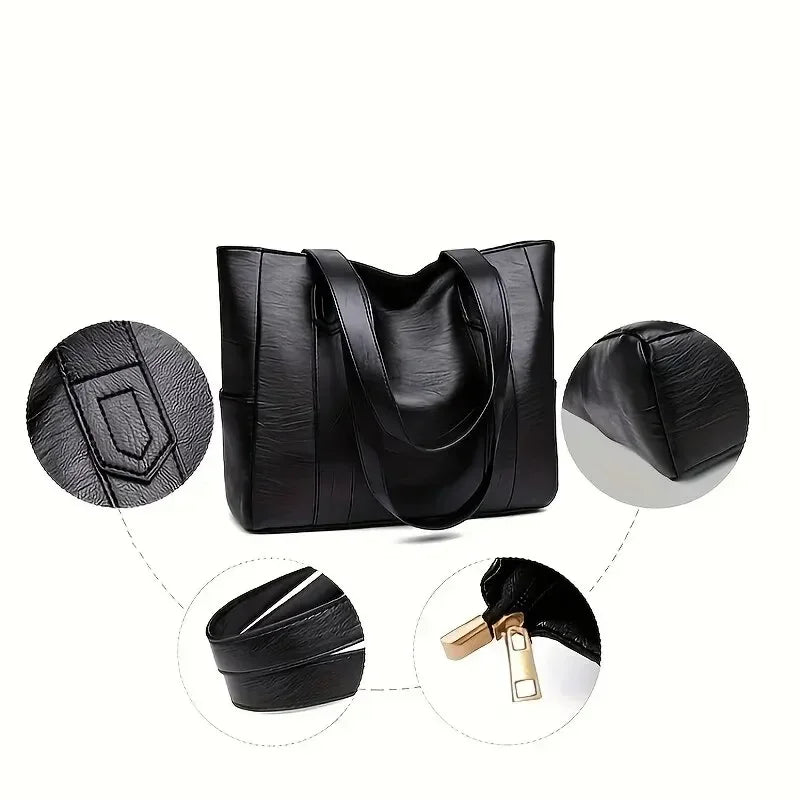Vintaris Elegant Leather Shoulder Bag - Retro-Inspired Everyday Style