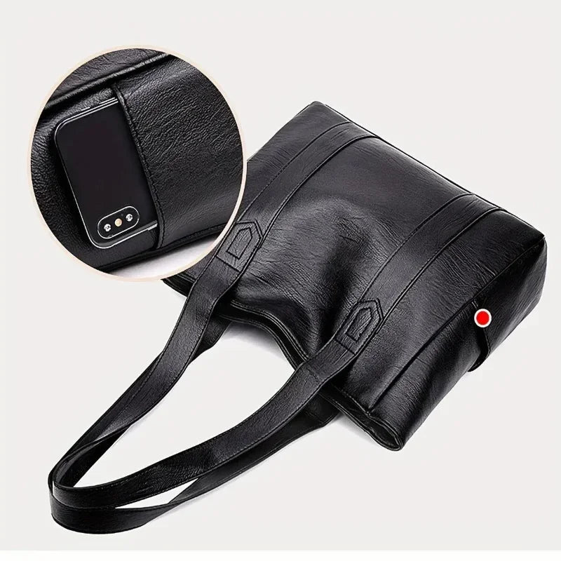 Vintaris Elegant Leather Shoulder Bag - Retro-Inspired Everyday Style