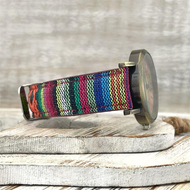 Rainbow Pattern Wristwatch - Adjustable Braided Band