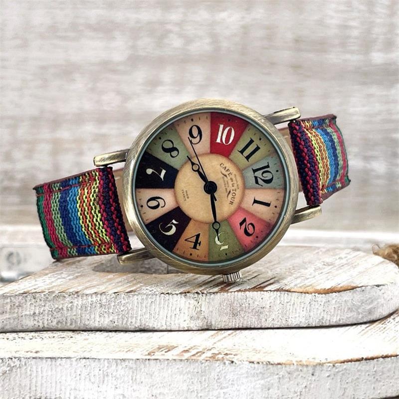 Rainbow Pattern Wristwatch - Adjustable Braided Band