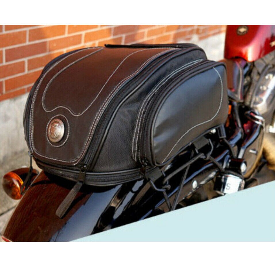 Water-Resistant Motorcycle Tail Bag - Expandable Storage for Riders