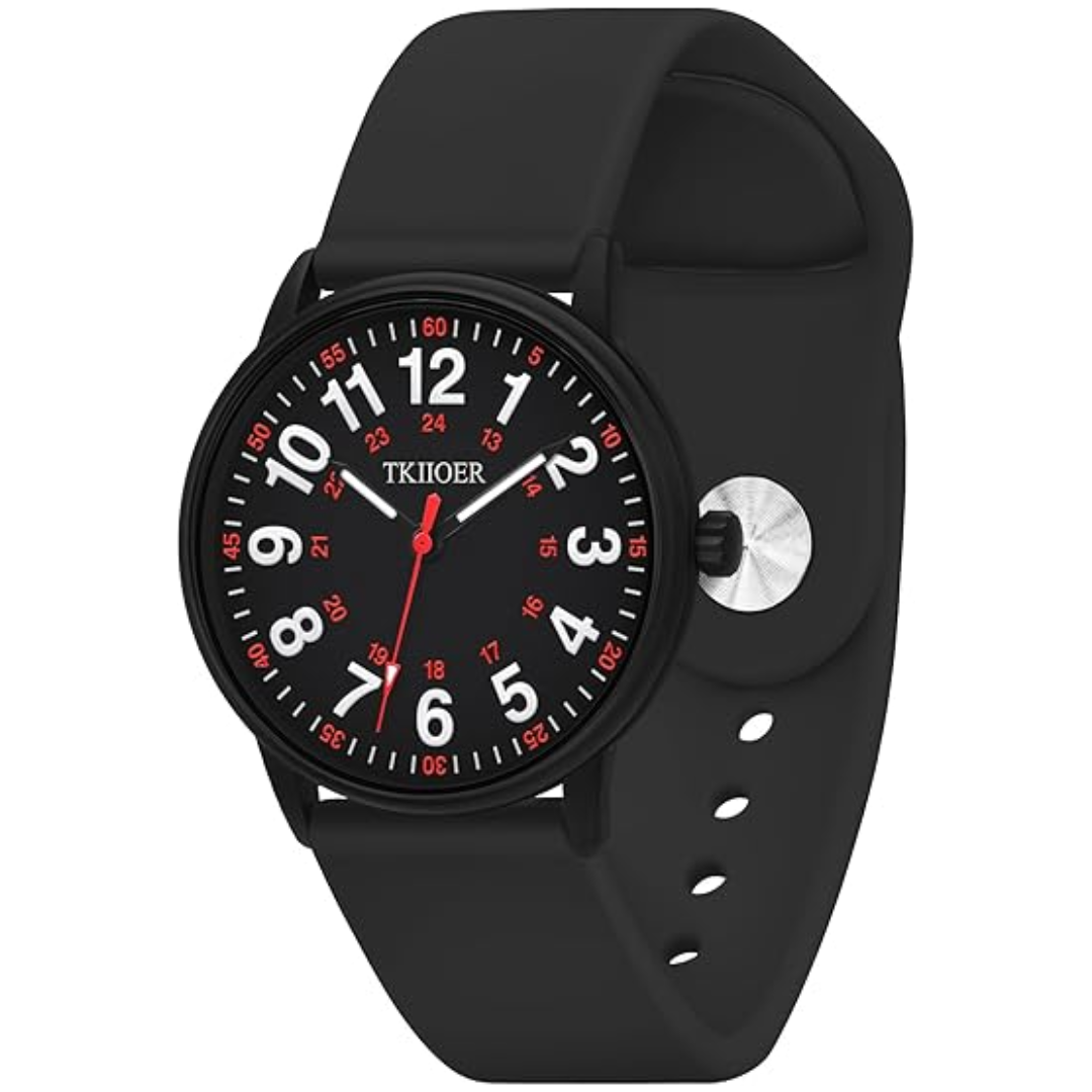 Denny Waterproof Nurses Watch - Luminous Dial, 12/24-Hour Format
