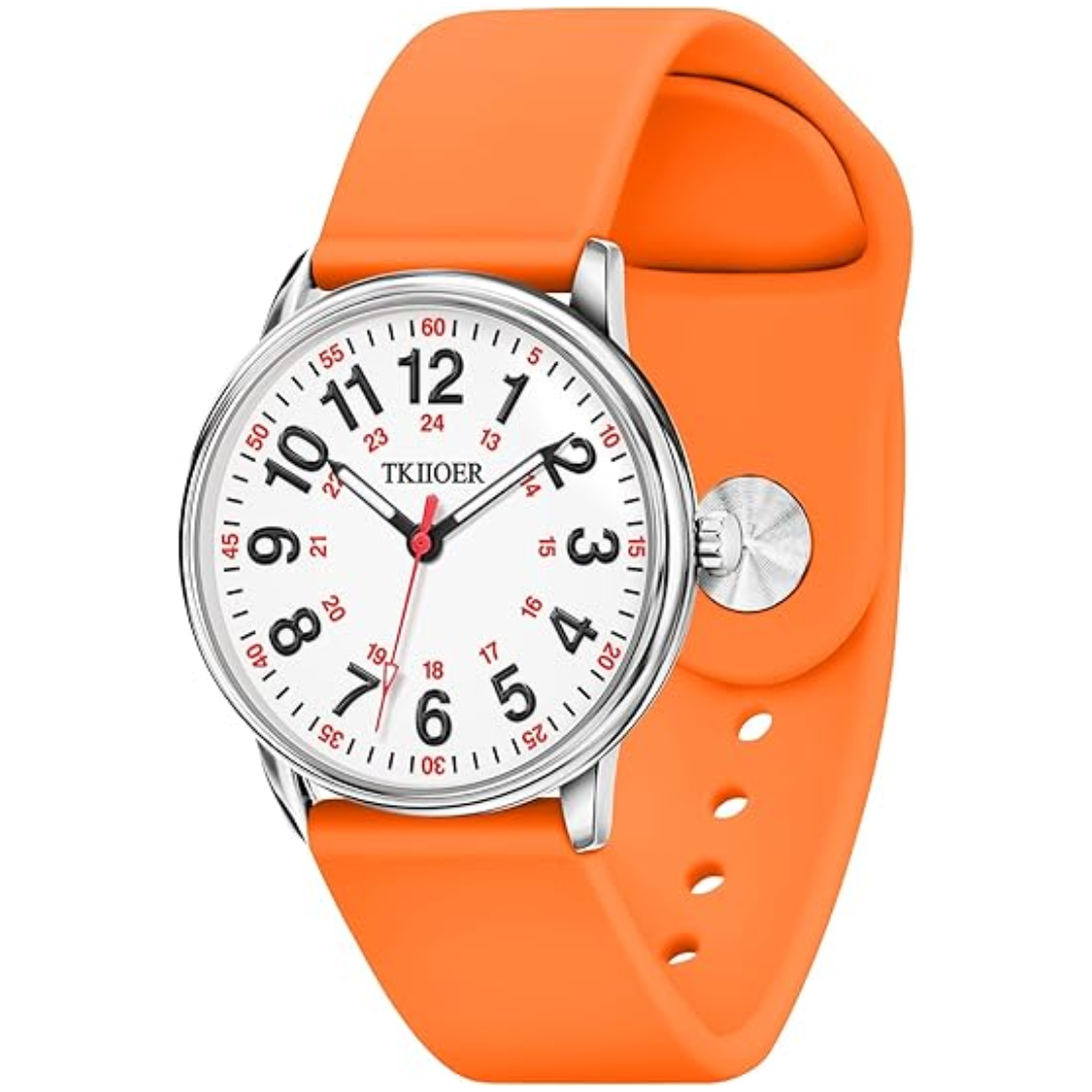 Denny Waterproof Nurses Watch - Luminous Dial, 12/24-Hour Format