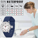 Denny Waterproof Nurses Watch - Luminous Dial, 12/24-Hour Format