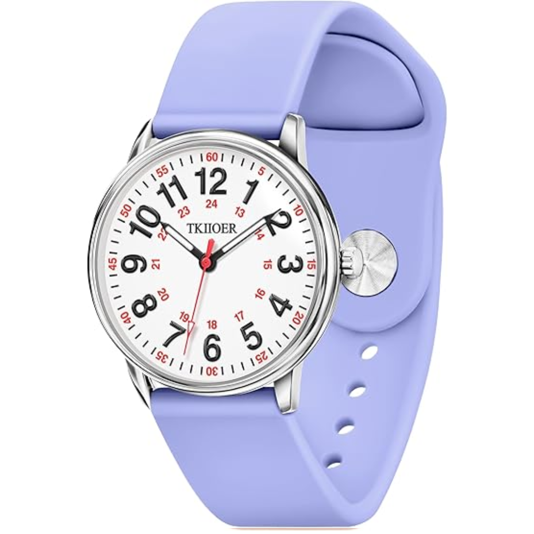 Denny Waterproof Nurses Watch - Luminous Dial, 12/24-Hour Format