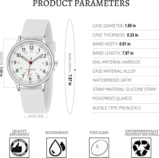 Femke Waterproof Nurses Watch - Easy-Read Analogue Dial