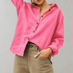 Linen-Cotton Blend Shirt - Breathable Relaxed-Fit Button-Down