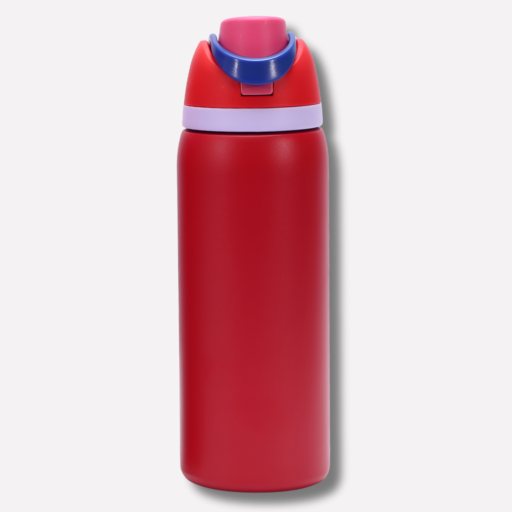 Insulated Water Bottle with Built-In Straw - Leak-Proof Hydration