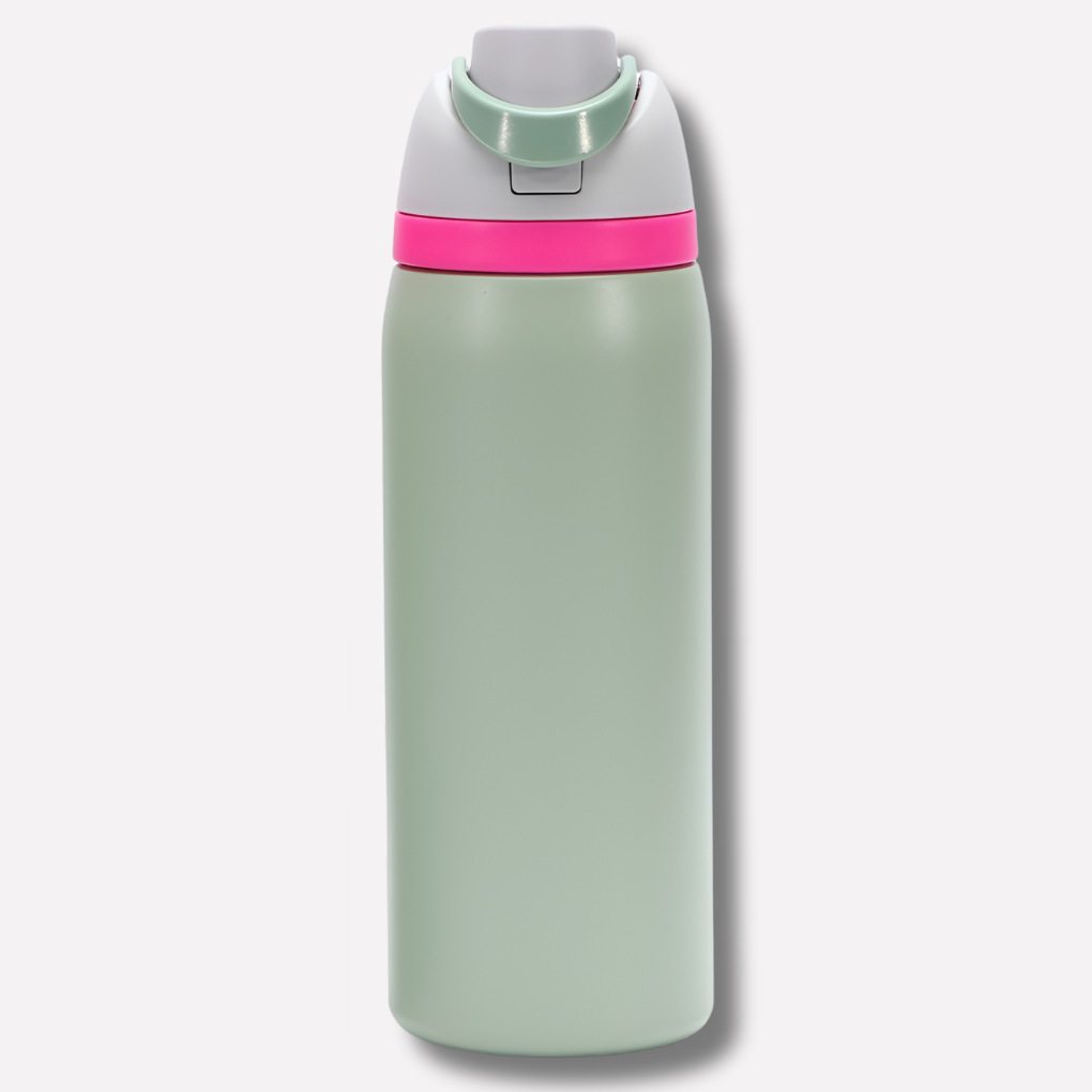 Insulated Water Bottle with Built-In Straw - Leak-Proof Hydration