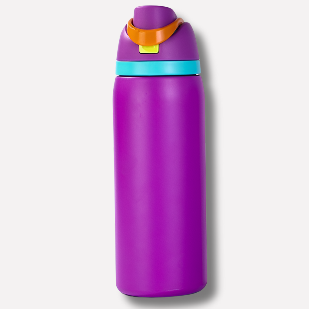 Insulated Water Bottle with Built-In Straw - Leak-Proof Hydration