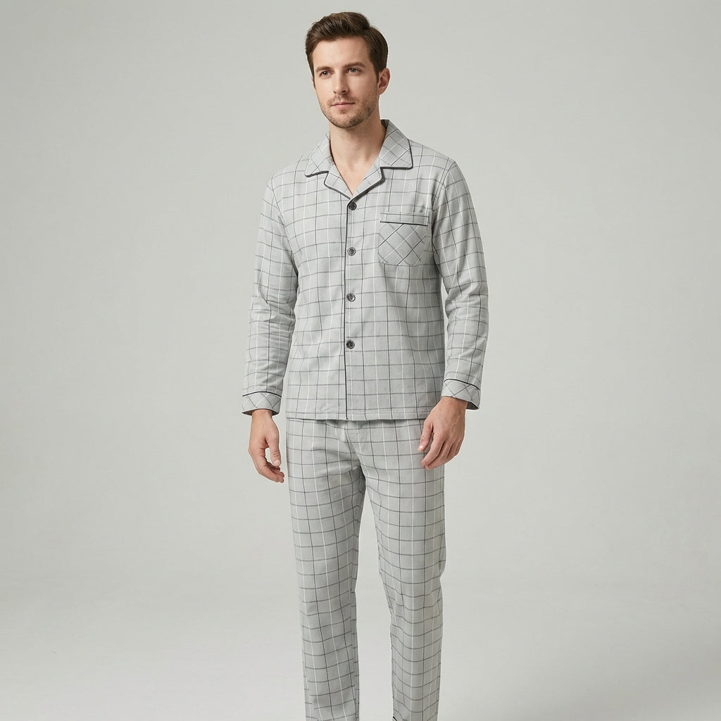Men's Plaid Lounge Set - Soft, Breathable Sleepwear