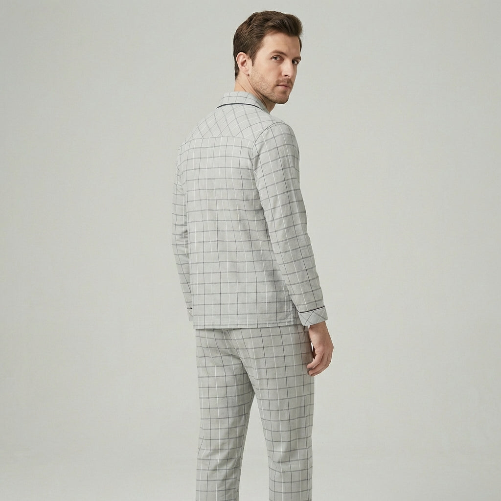 Men's Plaid Lounge Set - Soft, Breathable Sleepwear